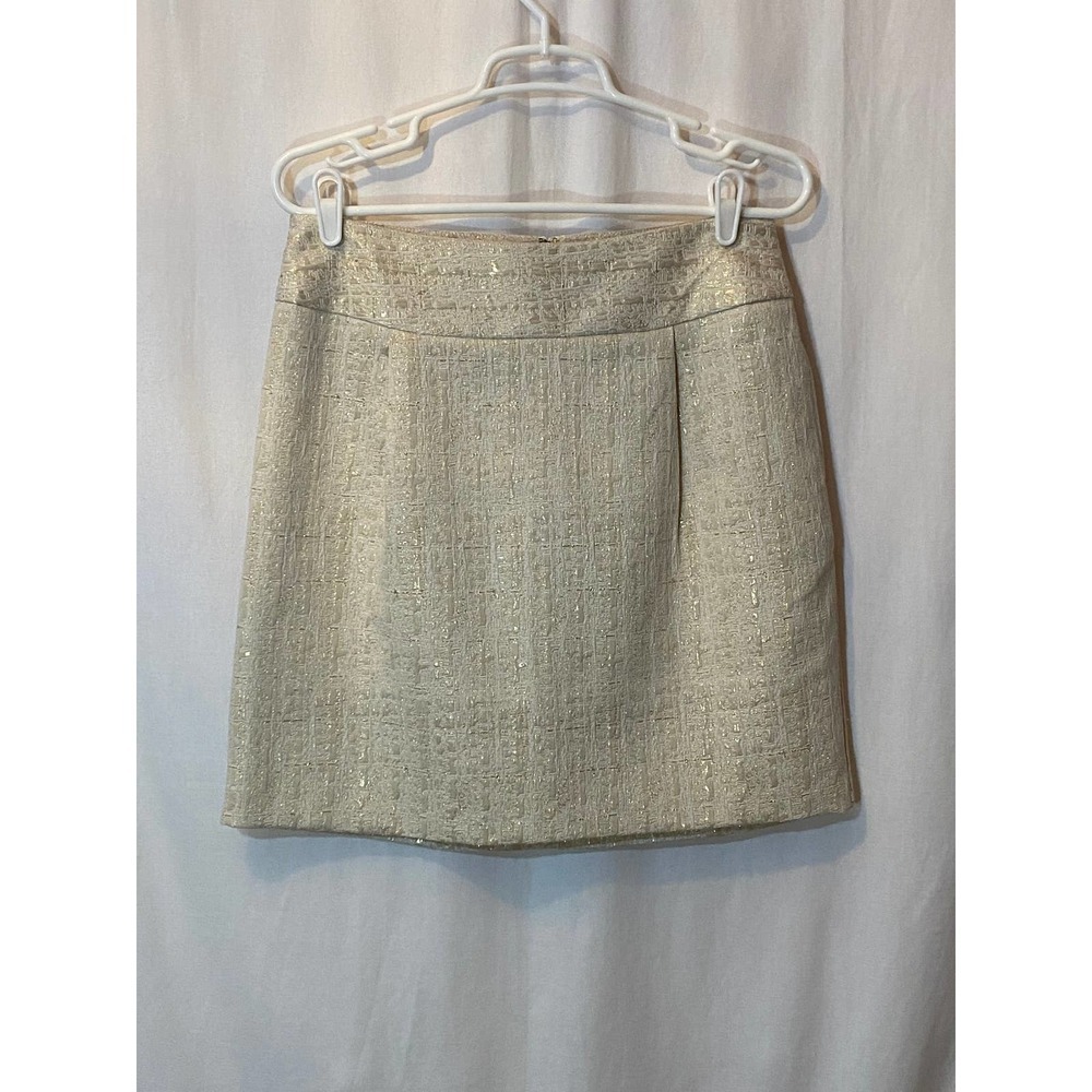 NEW Merona Mini Skirt 6 Cream with Gold Threading Pockets BEAUTIFUL!
